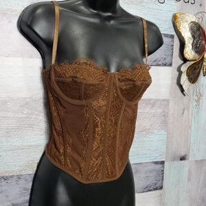 RAXNODE Sz M Chocolate Brown Camisole Lace Bustier Fashion Top Sexy Essential
